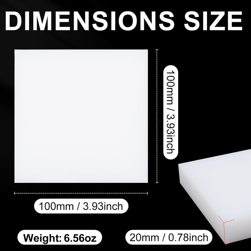 Happara UHMWPE Ultra High Molecular Weight Polyethylene Tapping Block for Engineering, Flooring, DIY, Nylon Blocks Plastic Rectangular Solid Bar for Machining Home Improvement (3/4" x 4" x 4", 1) - Image 2